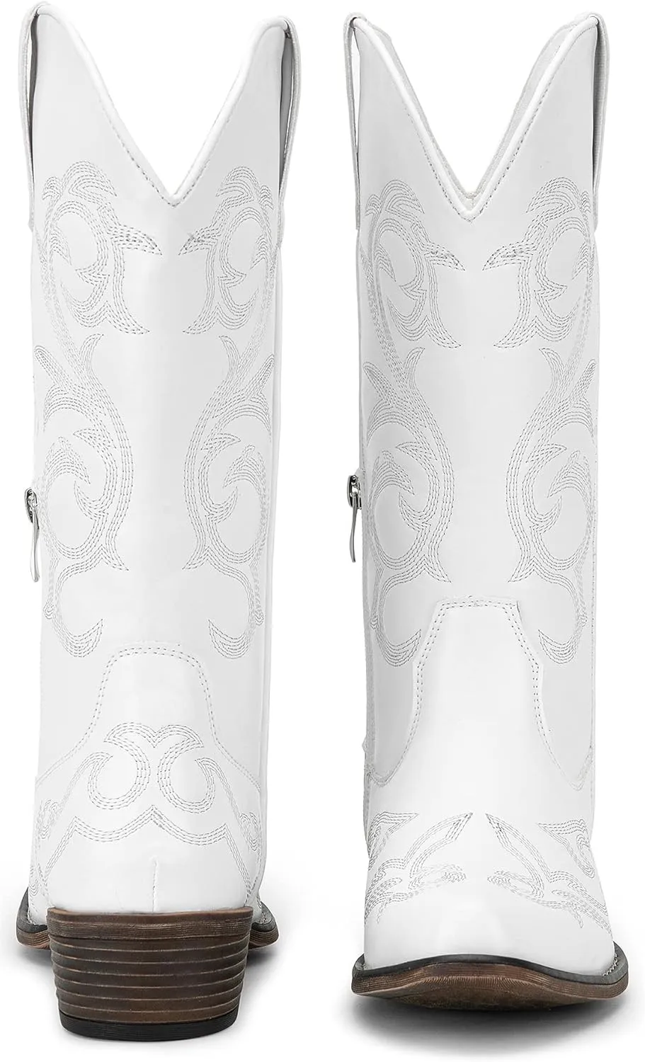 Jeossy 9808 Cowboy Boots for Women Wide Calf, Mid Calf Cowgirl Boots with Low Heel, Western Shoes with Side Zipper
