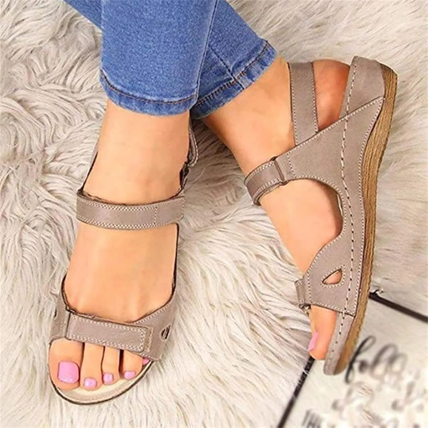 Lausiuoe Orthopedic Sandals For Women Elegant Comfortable Plantar Fasciitis Arch Support Open Toe Orthotic Slides Flip Flops