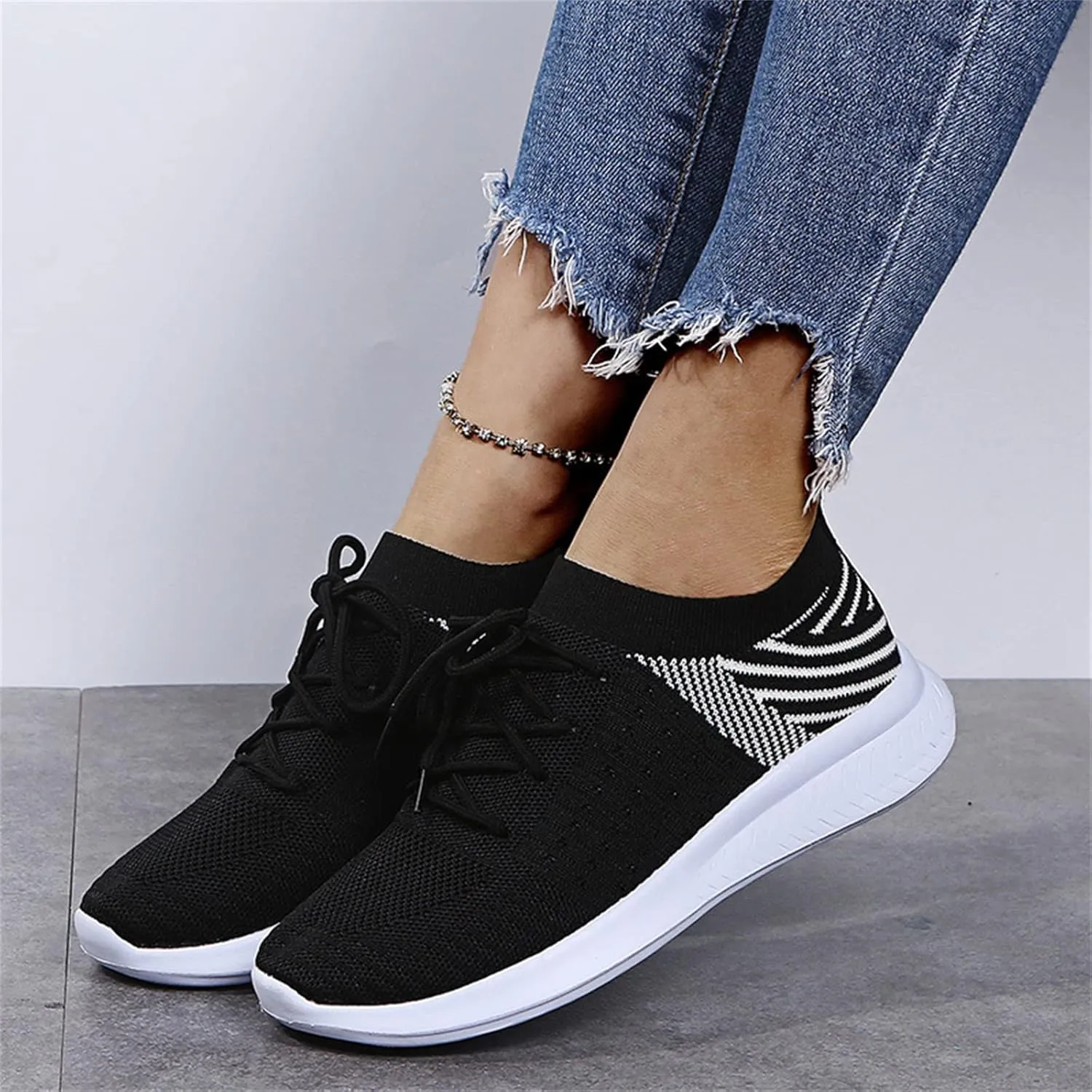 Lausiuoe Sneakers For Women Walking Shoes Comfortable Lightweight Breathable Slip On Sneakers for Women Work Workout Gym