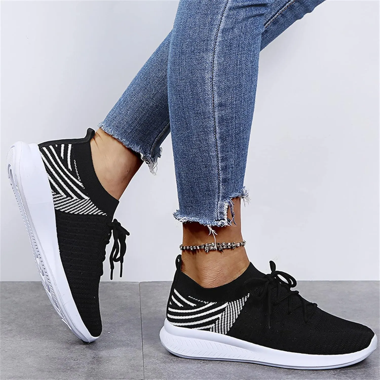 Lausiuoe Sneakers For Women Walking Shoes Comfortable Lightweight Breathable Slip On Sneakers for Women Work Workout Gym
