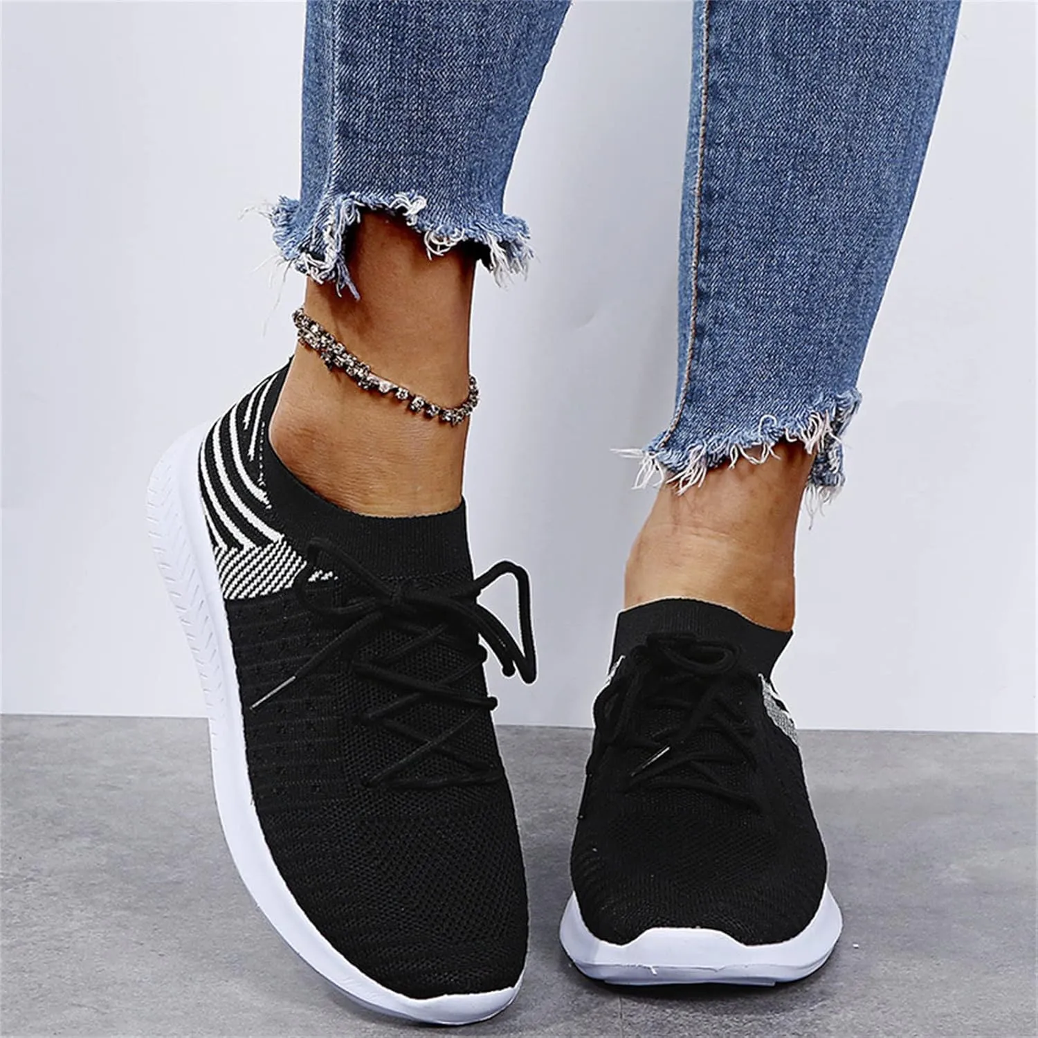 Lausiuoe Sneakers For Women Walking Shoes Comfortable Lightweight Breathable Slip On Sneakers for Women Work Workout Gym