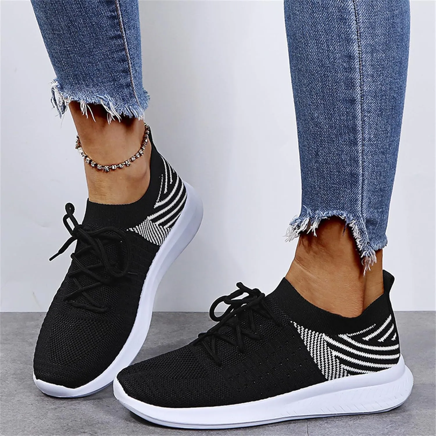 Lausiuoe Sneakers For Women Walking Shoes Comfortable Lightweight Breathable Slip On Sneakers for Women Work Workout Gym