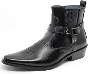 Metrocharm Diego-02 Men's Belt Strap Studded Western Cowboy Boots