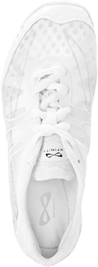 Nfinity Vengeance White Cheer Shoes for Youth Girls – High-Performance Breathable Sneakers for Cheerleading, Dance, and Sports Training – Lightweight and Durable for Competition