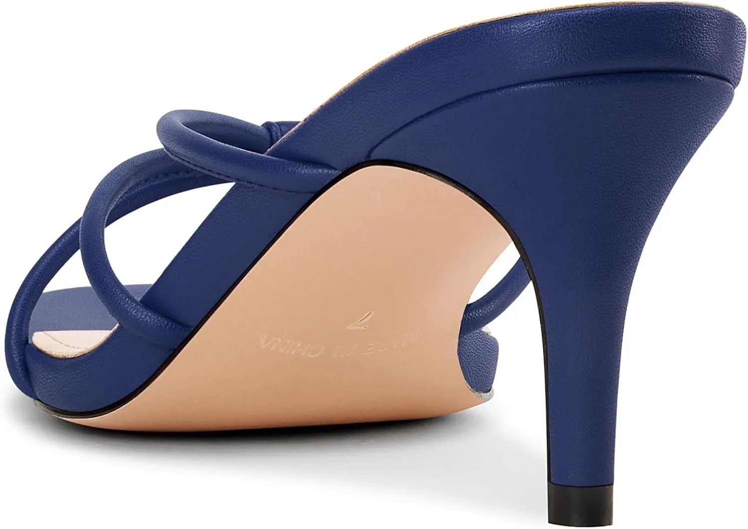 NobleOnly Womens Strappy Kitten Heels Square Open Toe Thong Heels Flip Flop Heels Dress Prom Slip-on Mule Heels 2.6 Inches Heels