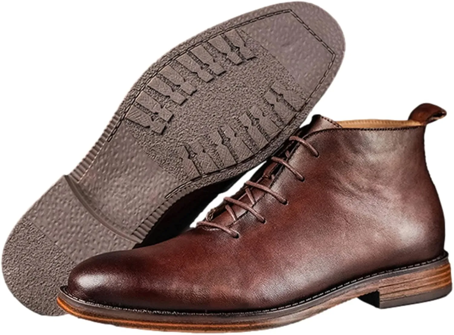 rismart Dress Stylish Boots Men Leather Ankle High Winter Shoes