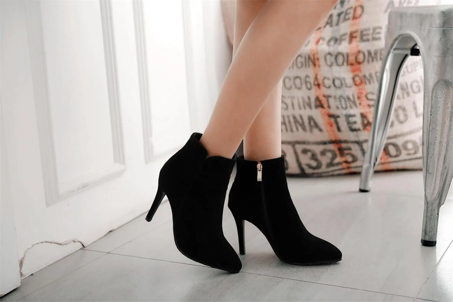 Women's Classic Pointed Closed Toe Booties High Stiletto Heeled Shoes Classic Work Church Ankle High Boots Formal Occasion Concise Comfortable Pumps Dress Side zipper Party Daily Wear Heels