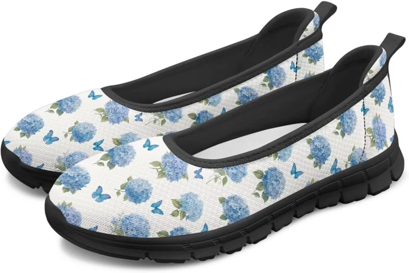 Women's Mesh Flats Shoes Breathable Slip on Shoes Casual Black and White Flats Comfortable Walking Shoes