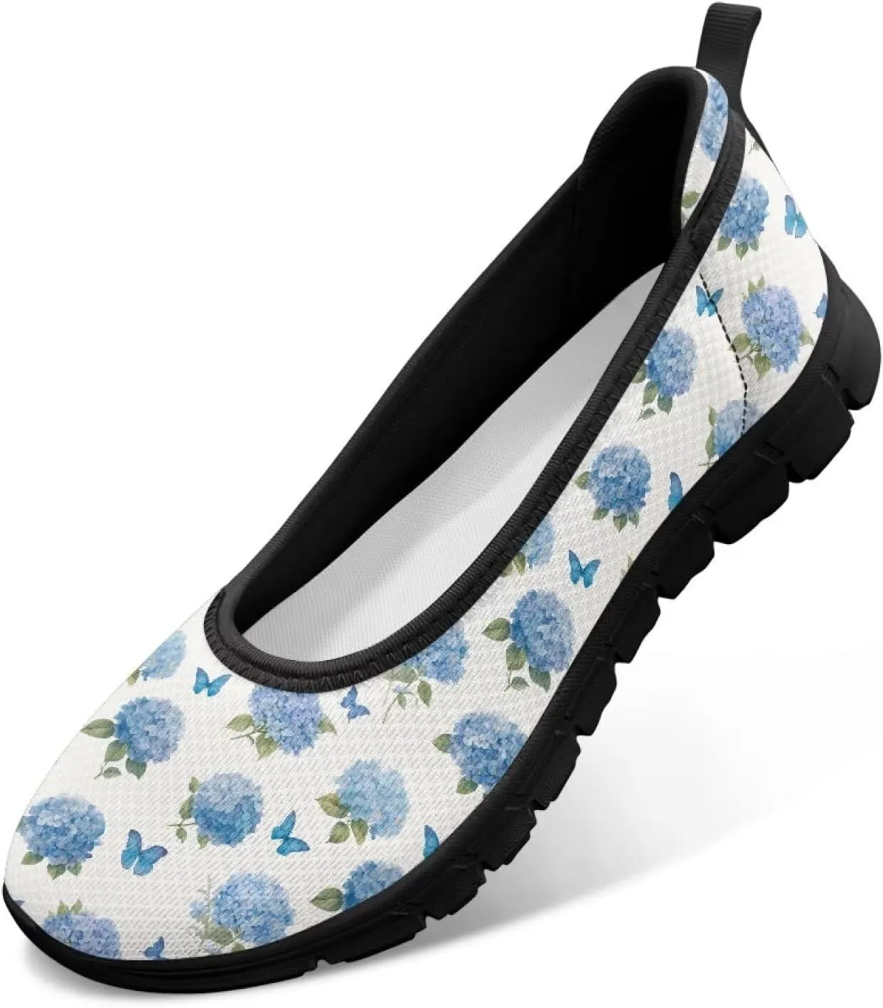 Women's Mesh Flats Shoes Breathable Slip on Shoes Casual Black and White Flats Comfortable Walking Shoes