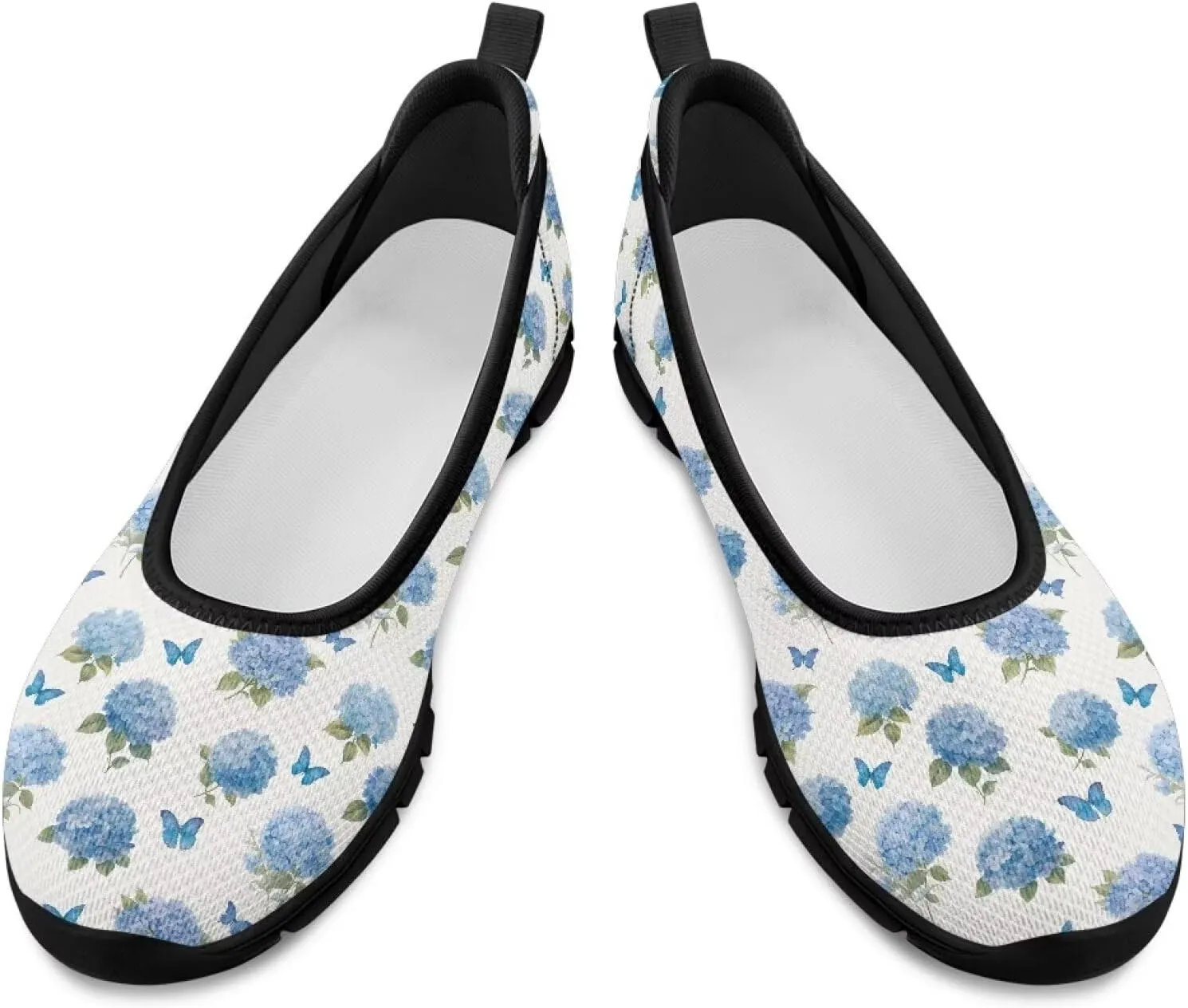 Women's Mesh Flats Shoes Breathable Slip on Shoes Casual Black and White Flats Comfortable Walking Shoes