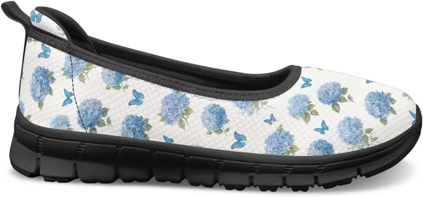 Women's Mesh Flats Shoes Breathable Slip on Shoes Casual Black and White Flats Comfortable Walking Shoes