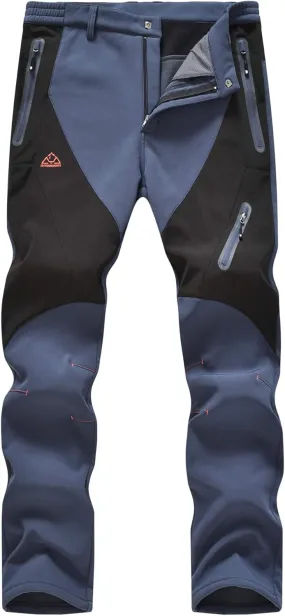 YSENTO Men's Fleece Lined Ski Snow Pants Winter Waterproof Softshell Insulated Hiking Cargo Pants