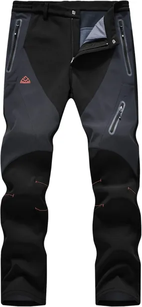 YSENTO Men's Fleece Lined Ski Snow Pants Winter Waterproof Softshell Insulated Hiking Cargo Pants